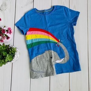 NWOT Mini Boden Appliqué Elephant and Rainbow Tee